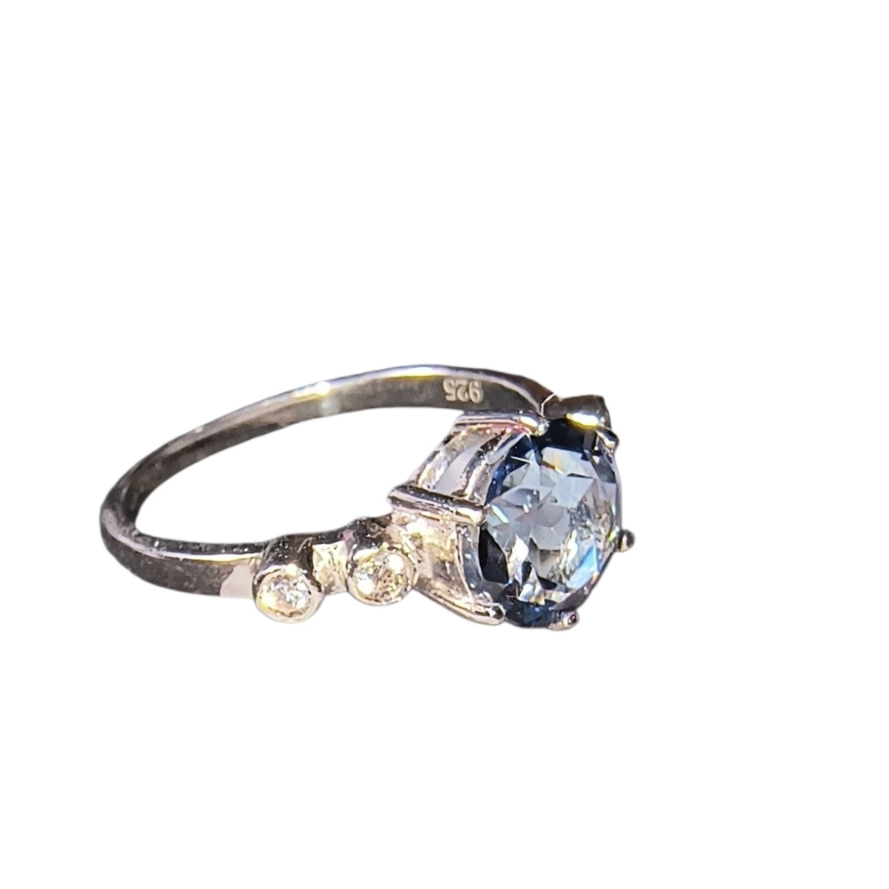 Iolite, White Zircon And Sterling Silver Sparkle Ring NWOT - Picture 3 of 11